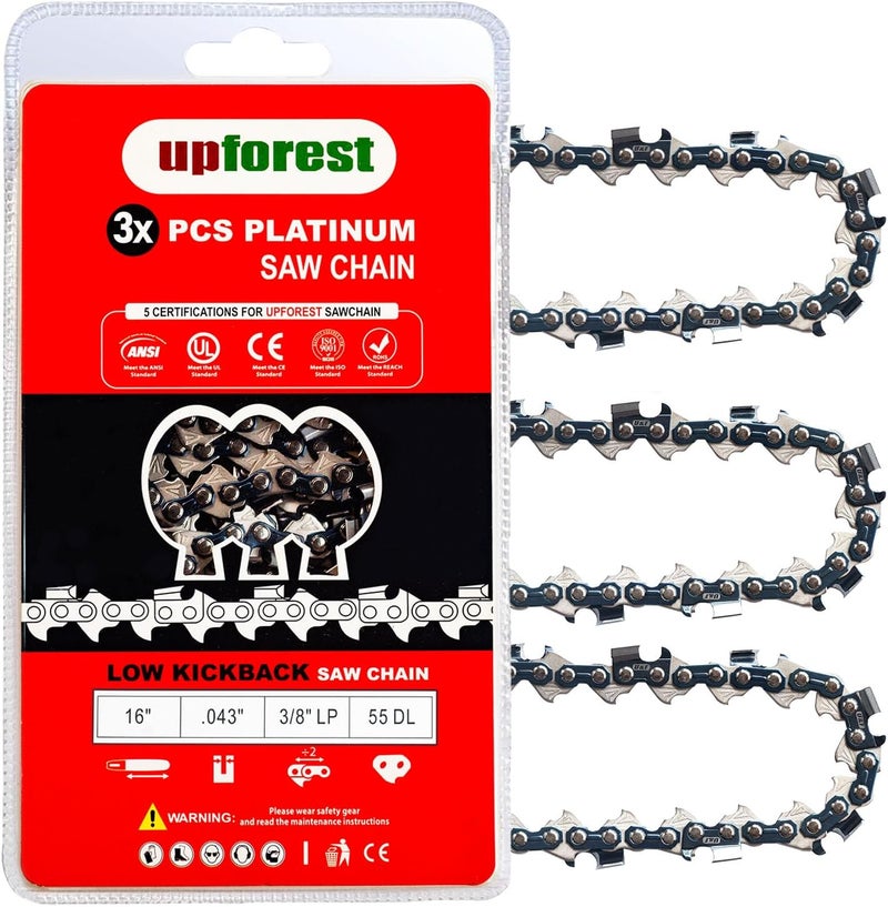 UPFOREST 16 Inch Chainsaw Chain 3/8" LP Pitch,.043" Gauge,55 Drive Links Fits Stihl MS170, MS171,MS180c,for Stihl Pole Saw:HT7O,HT73,HT75 and More,R55 (90EOPX55) - Image 1